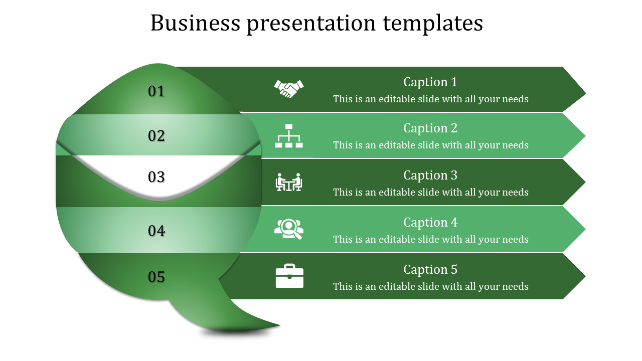 Editable Business Presentation Templates with Five Nodes